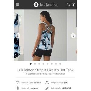 Lululemon size 6 Strap It Like It's Hot blooming pixie multi blue white tank top